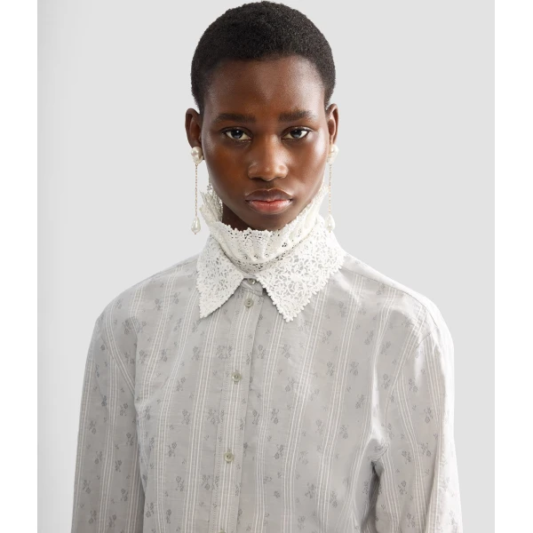 Erdem Ditsy Cotton Stripe Long Sleeve Shirt - Tops - British Romantic Luxury at Luxury Shoes 