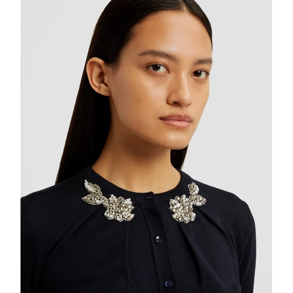 Erdem Drape Detail Knit Cardigan - Knitwear - British Romantic Luxury at Luxury Shoes 
