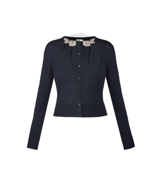 Erdem Drape Detail Knit Cardigan - Knitwear - British Romantic Luxury at Luxury Shoes 