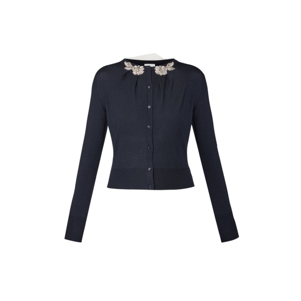 Erdem Drape Detail Knit Cardigan - Knitwear - British Romantic Luxury at Luxury Shoes 