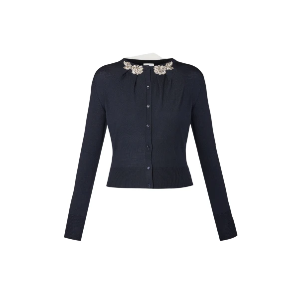 Erdem Drape Detail Knit Cardigan - Knitwear - British Romantic Luxury at Luxury Shoes 