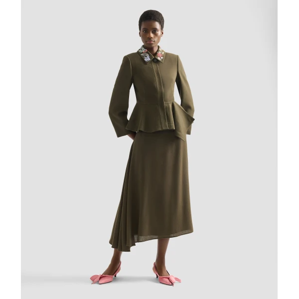 Erdem Draped Crepe Midi Skirt - Skirts - British Romantic Luxury at Luxury Shoes 