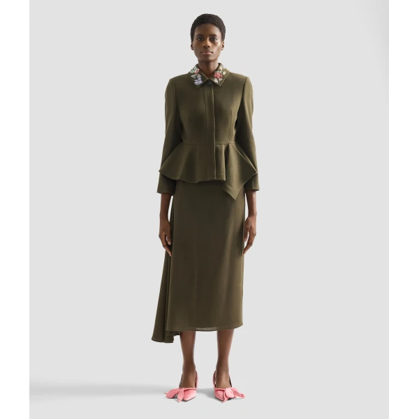 Erdem Draped Crepe Midi Skirt - Skirts - British Romantic Luxury at Luxury Shoes 