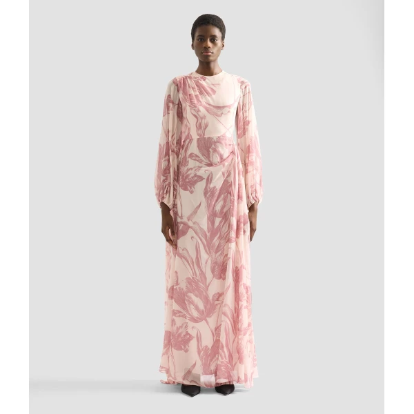 Erdem Draped Floral Print Silk Voile Gown - Dresses - British Romantic Luxury at Luxury Shoes 
