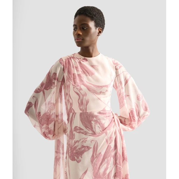 Erdem Draped Floral Print Silk Voile Gown - Dresses - British Romantic Luxury at Luxury Shoes 