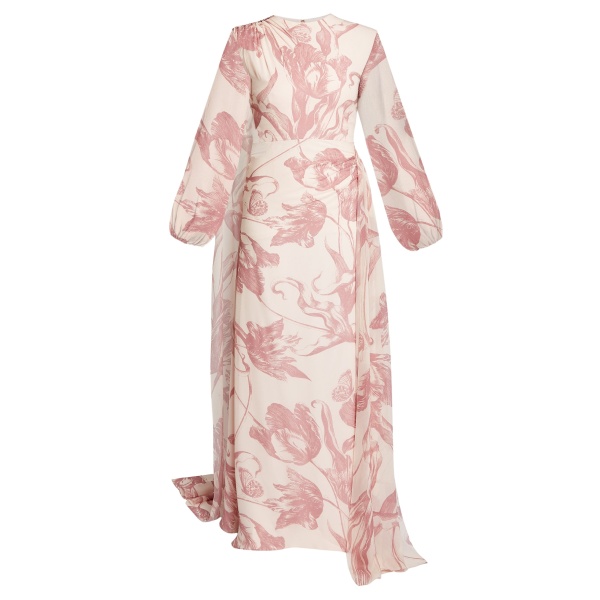 Erdem Draped Floral Print Silk Voile Gown - Dresses - British Romantic Luxury at Luxury Shoes 