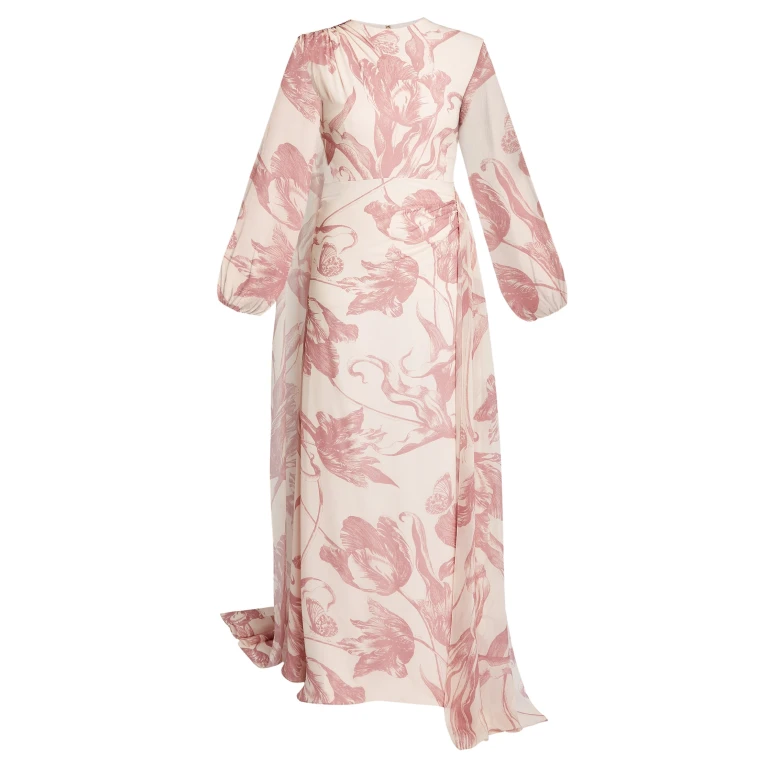 Erdem Draped Floral Print Silk Voile Gown - Dresses - British Romantic Luxury at Luxury Shoes 