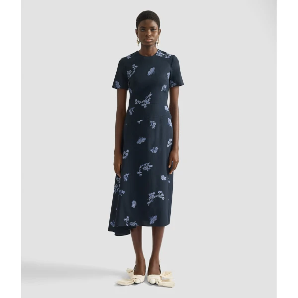 Erdem Draped Jacquard Midi Dress - Dresses - British Romantic Luxury at Luxury Shoes 