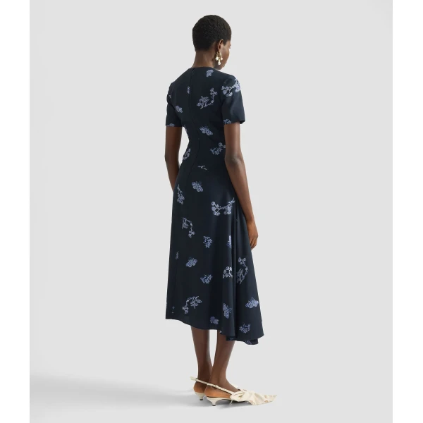 Erdem Draped Jacquard Midi Dress - Dresses - British Romantic Luxury at Luxury Shoes 