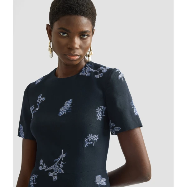 Erdem Draped Jacquard Midi Dress - Dresses - British Romantic Luxury at Luxury Shoes 