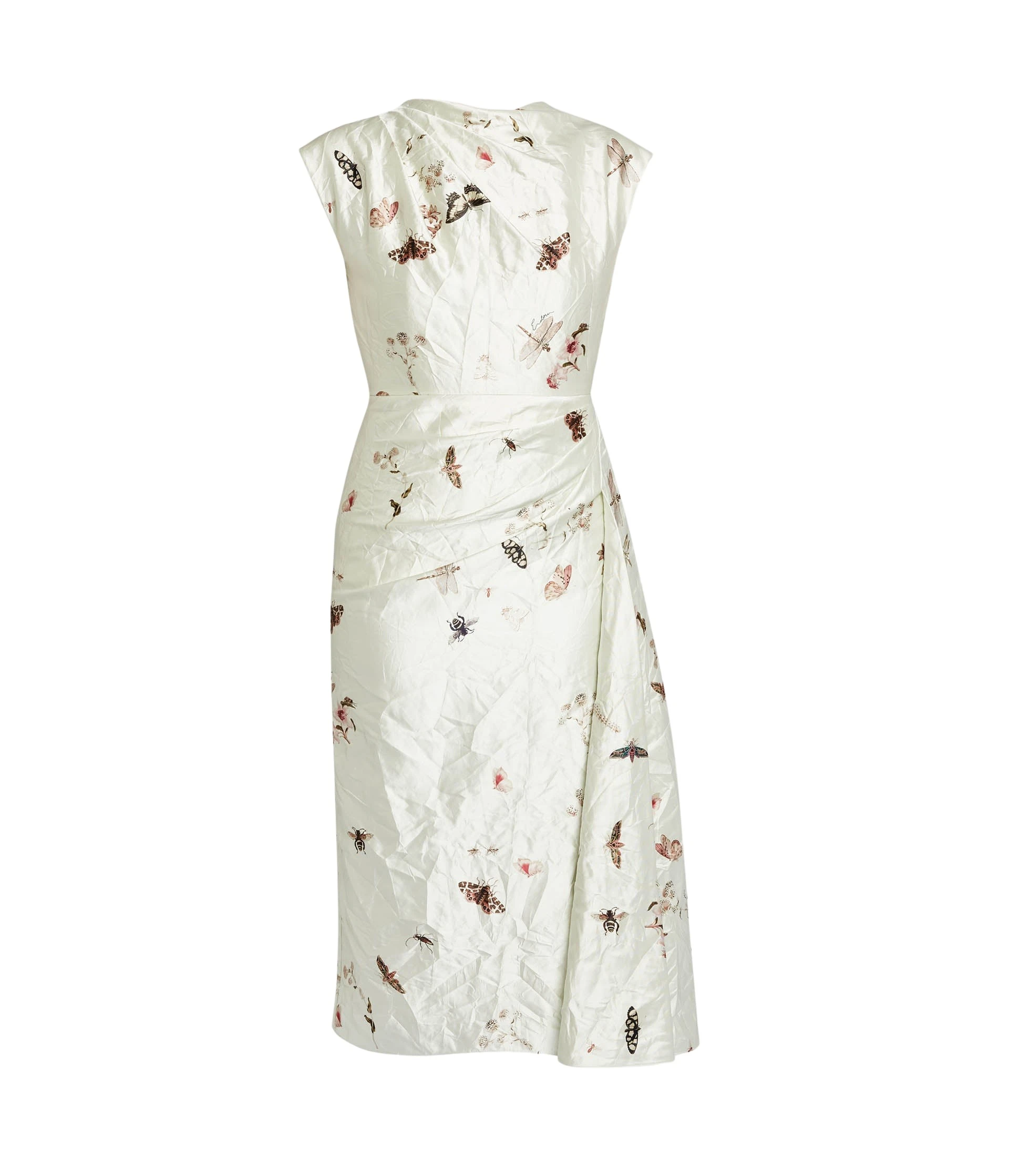 Erdem-Draped-Printed-Textured-Satin-Midi-Dress-coveti82777_nobg Erdem Draped Printed Textured Satin Midi Dress - Dresses - British Romantic Luxury at Luxury Shoes