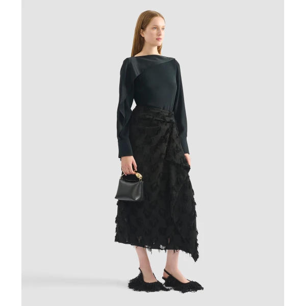 Erdem Draped Satin Cady Long Sleeve Blouse - Tops - British Romantic Luxury at Luxury Shoes 