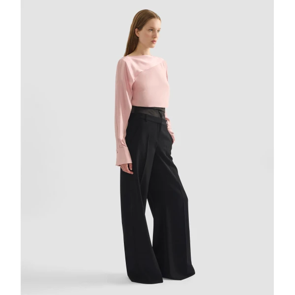 Erdem Draped Satin Cady Long Sleeve Blouse - Tops - British Romantic Luxury at Luxury Shoes 