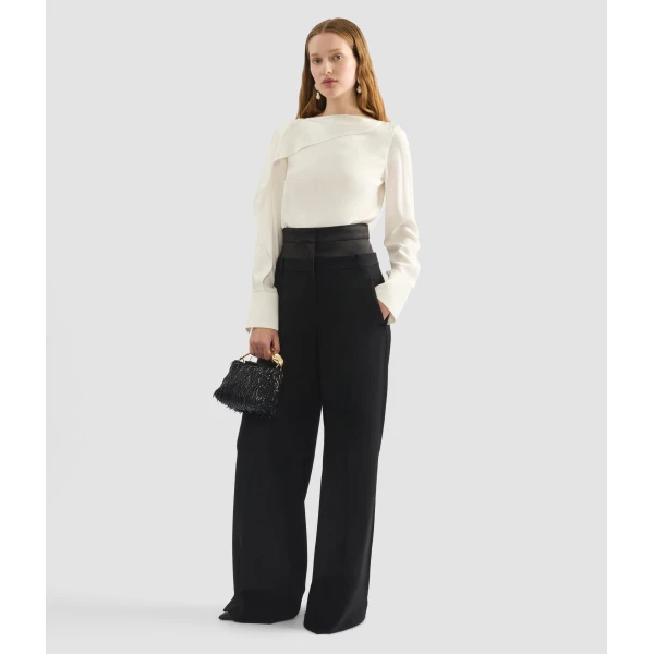 Erdem Grain De Poudre Wide Leg Trouser - Pants - British Romantic Luxury at Luxury Shoes 