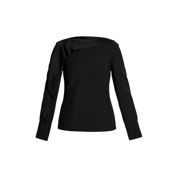 Erdem Draped Satin Cady Long Sleeve Blouse - Tops - British Romantic Luxury at Luxury Shoes 