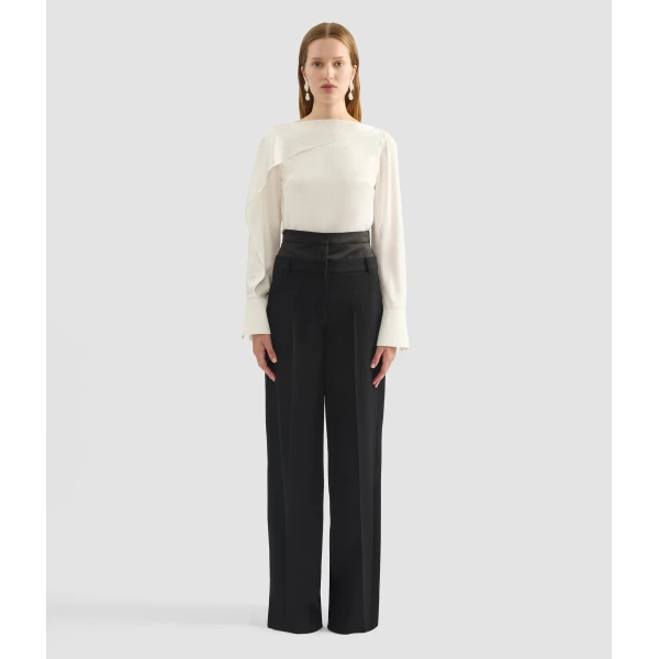 Erdem Draped Satin Cady Long Sleeve Blouse - Tops - British Romantic Luxury at Luxury Shoes 