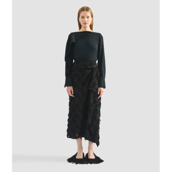 Erdem Draped Satin Cady Long Sleeve Blouse - Tops - British Romantic Luxury at Luxury Shoes 