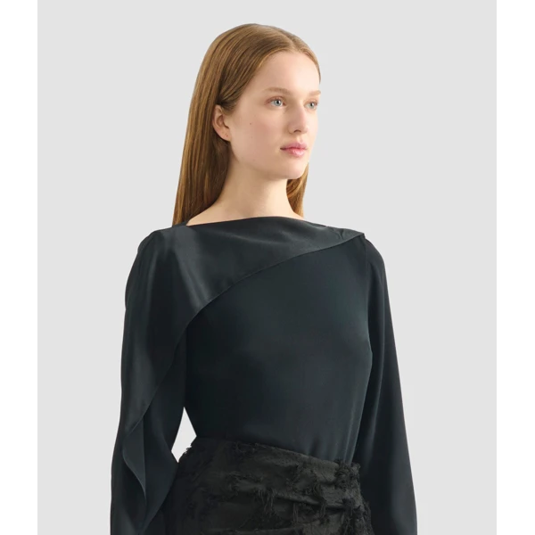 Erdem Draped Satin Cady Long Sleeve Blouse - Tops - British Romantic Luxury at Luxury Shoes 