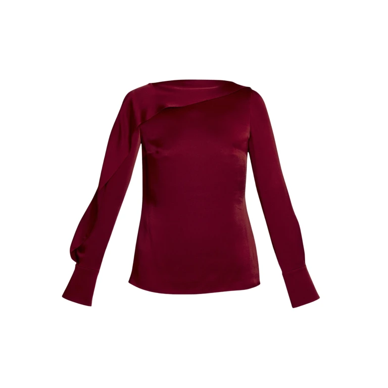 Erdem Draped Satin Cady Long Sleeve Blouse - Tops - British Romantic Luxury at Luxury Shoes 