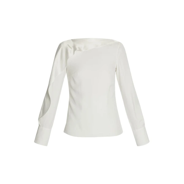 Erdem Draped Satin Cady Long Sleeve Blouse - Tops - British Romantic Luxury at Luxury Shoes 