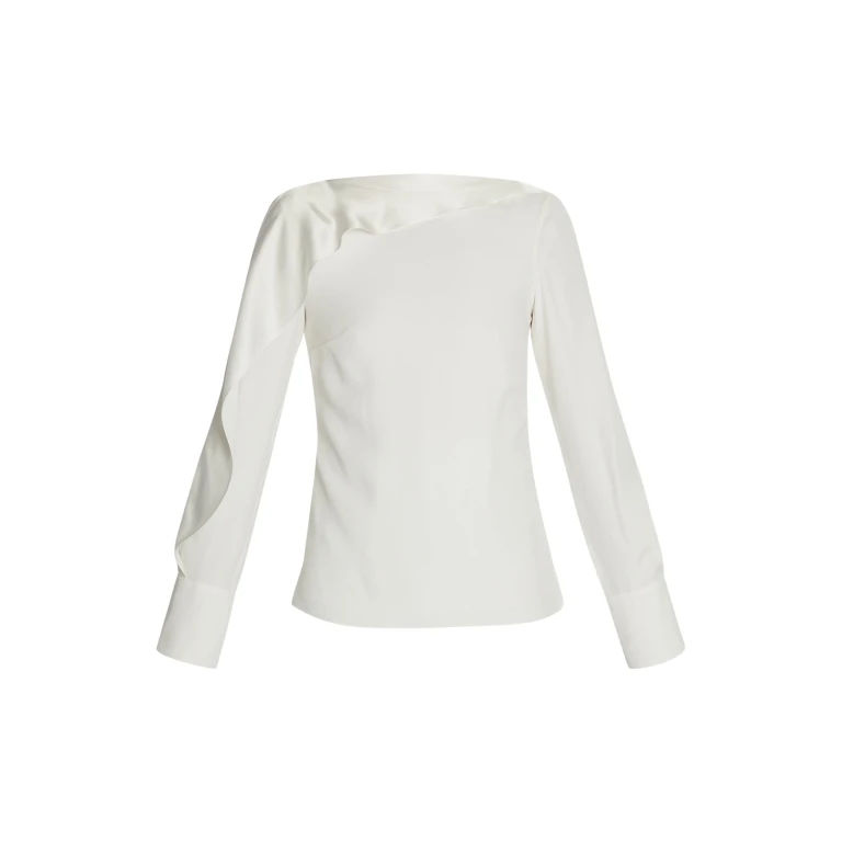 Erdem Draped Satin Cady Long Sleeve Blouse - Tops - British Romantic Luxury at Luxury Shoes 