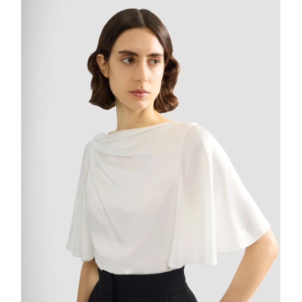 Erdem Draped Short Sleeve Top - Tops - British Romantic Luxury at Luxury Shoes 