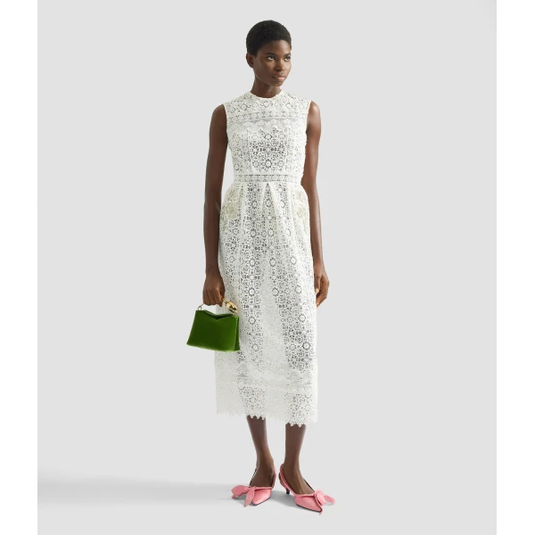 Erdem Embellished Cotton Guipure Sleeveless Midi Dress - Dresses - British Romantic Luxury at Luxury Shoes 