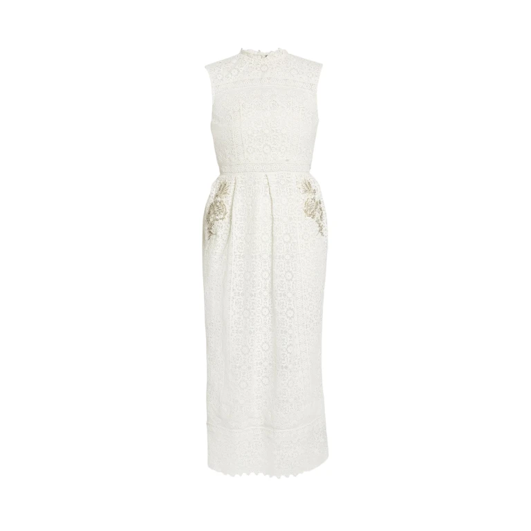 Erdem Embellished Cotton Guipure Sleeveless Midi Dress - Dresses - British Romantic Luxury at Luxury Shoes 