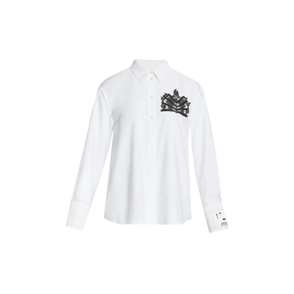 Erdem Embellished Cotton Poplin Long Sleeve Shirt - Tops - British Romantic Luxury at Luxury Shoes 