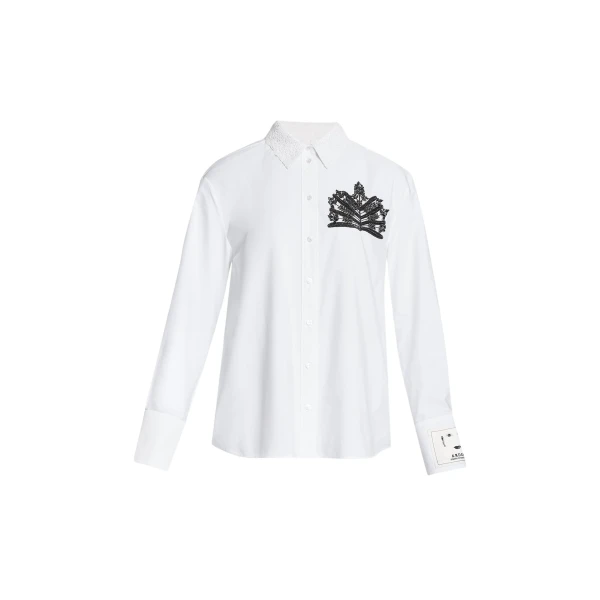 Erdem Embellished Cotton Poplin Long Sleeve Shirt - Tops - British Romantic Luxury at Luxury Shoes 