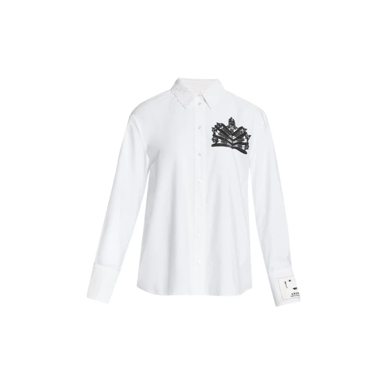 Erdem Embellished Cotton Poplin Long Sleeve Shirt - Tops - British Romantic Luxury at Luxury Shoes 