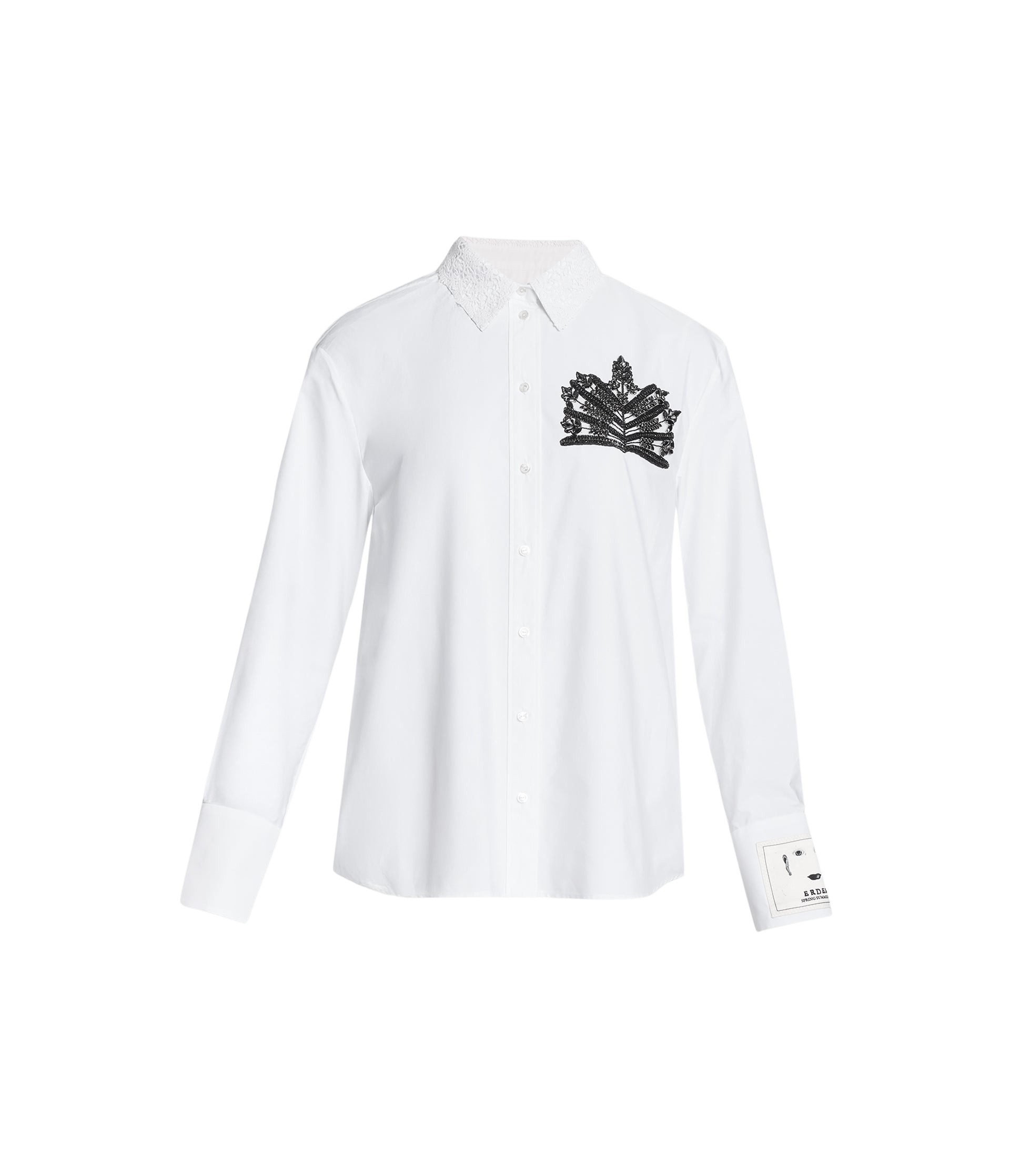 Erdem Embellished Cotton Poplin Long Sleeve Shirt - Tops - British Romantic Luxury at Luxury Shoes 
