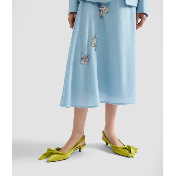 Erdem Embellished Crepe Draped Midi Skirt - Skirts - British Romantic Luxury at Luxury Shoes 