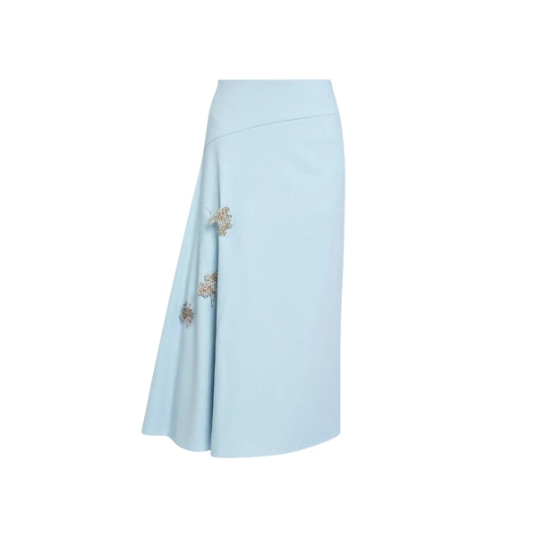 Erdem Embellished Crepe Draped Midi Skirt - Skirts - British Romantic Luxury at Luxury Shoes 