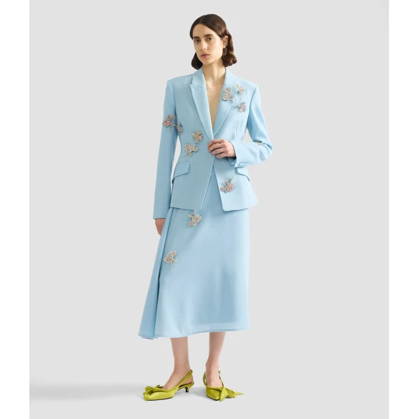 Erdem Embellished Crepe Fitted Blazer - Jackets - British Romantic Luxury at Luxury Shoes 