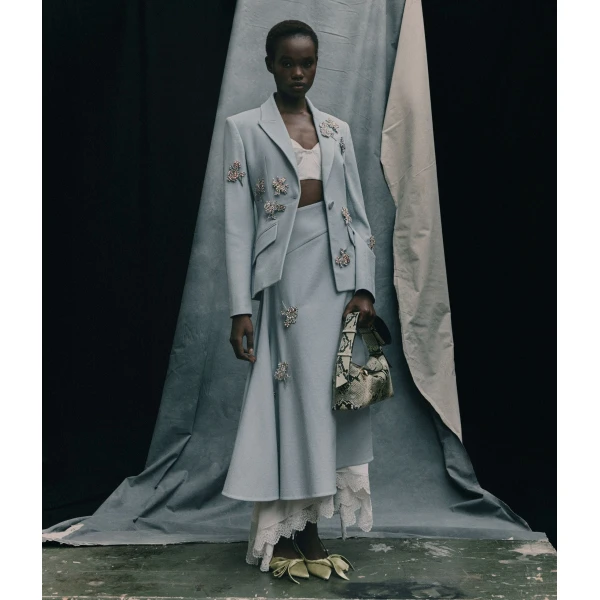 Erdem Embellished Crepe Draped Midi Skirt - Skirts - British Romantic Luxury at Luxury Shoes 