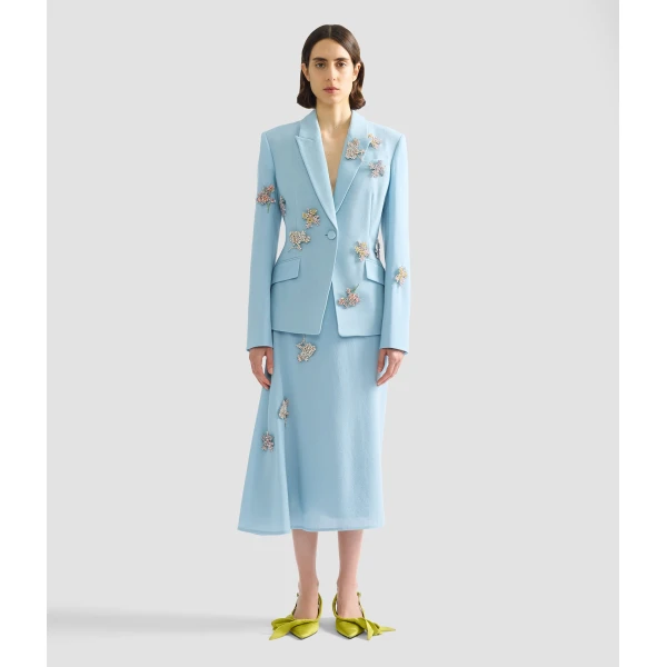 Erdem Embellished Crepe Fitted Blazer - Jackets - British Romantic Luxury at Luxury Shoes 