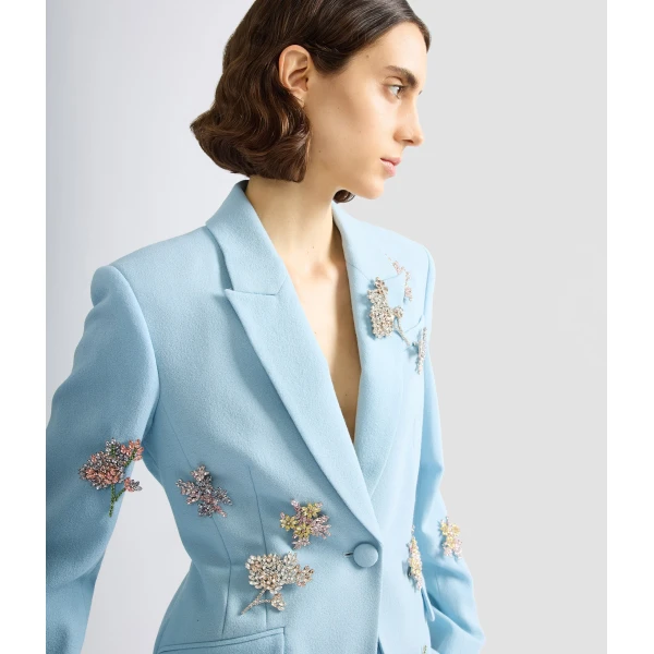 Erdem Embellished Crepe Fitted Blazer - Jackets - British Romantic Luxury at Luxury Shoes 