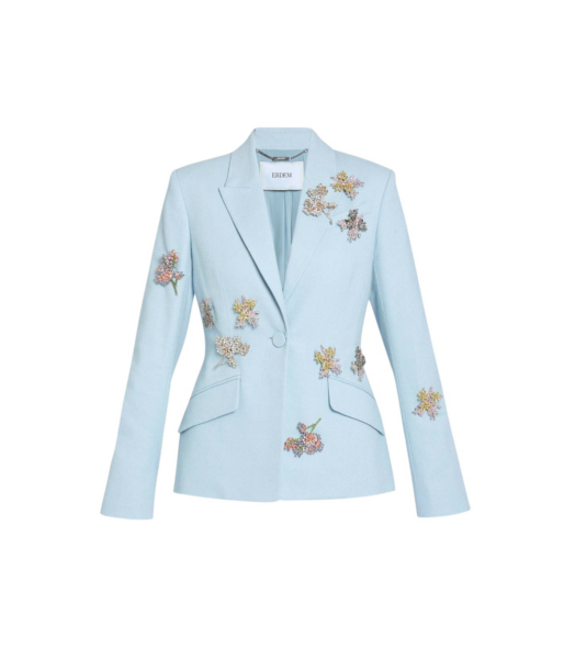 Erdem Embellished Crepe Fitted Blazer - Jackets - British Romantic Luxury at Luxury Shoes 