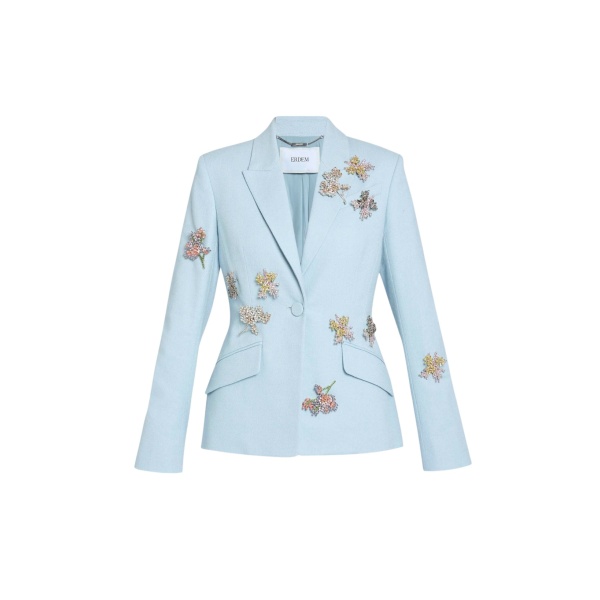 Erdem Embellished Crepe Fitted Blazer - Jackets - British Romantic Luxury at Luxury Shoes 
