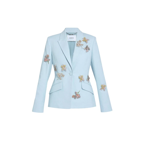 Erdem Embellished Crepe Fitted Blazer - Jackets - British Romantic Luxury at Luxury Shoes 