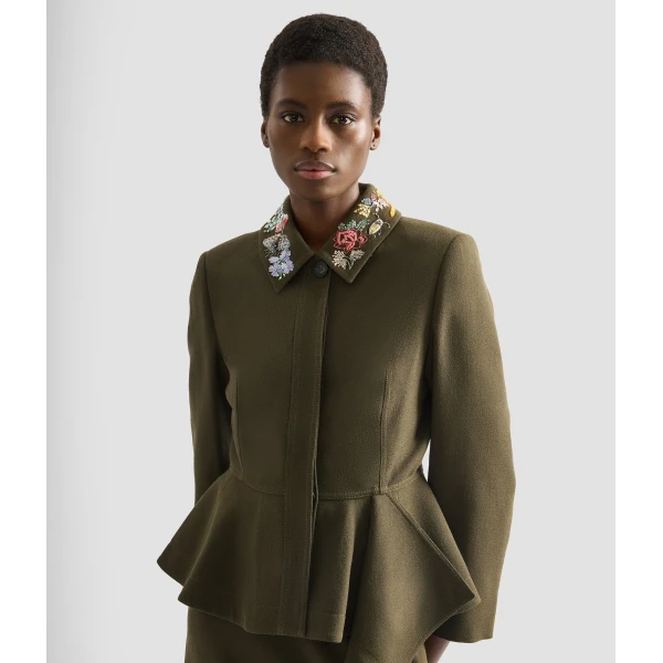 Erdem Embellished Crepe Peplum Blazer - Jackets - British Romantic Luxury at Luxury Shoes 