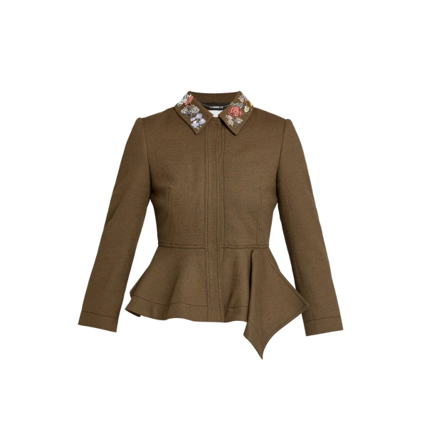 Erdem Embellished Crepe Peplum Blazer - Jackets - British Romantic Luxury at Luxury Shoes 