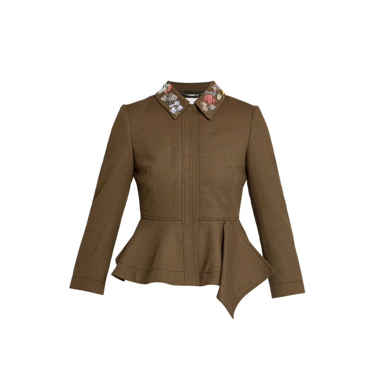 Erdem Embellished Crepe Peplum Blazer - Jackets - British Romantic Luxury at Luxury Shoes 
