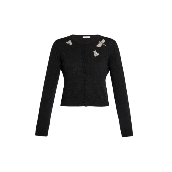 Erdem Embellished Crew Neck Cardigan - Knitwear - British Romantic Luxury at Luxury Shoes 