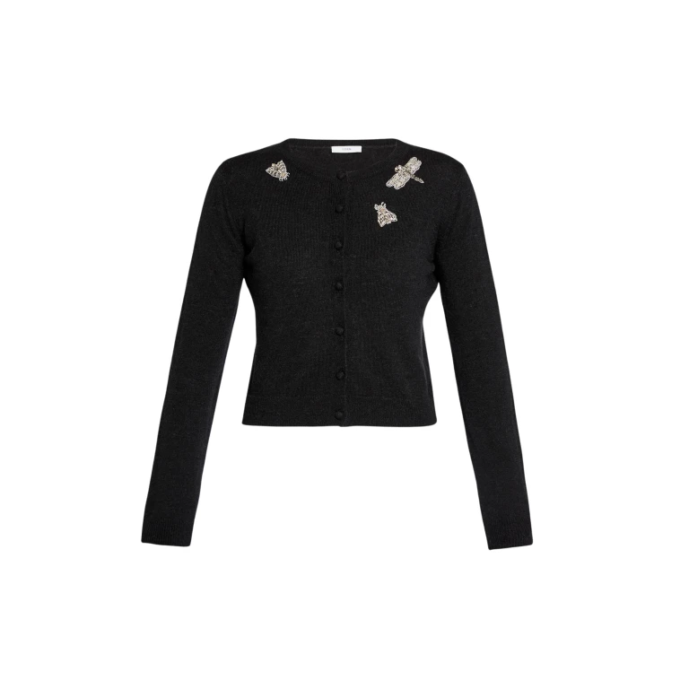 Erdem Embellished Crew Neck Cardigan - Knitwear - British Romantic Luxury at Luxury Shoes 