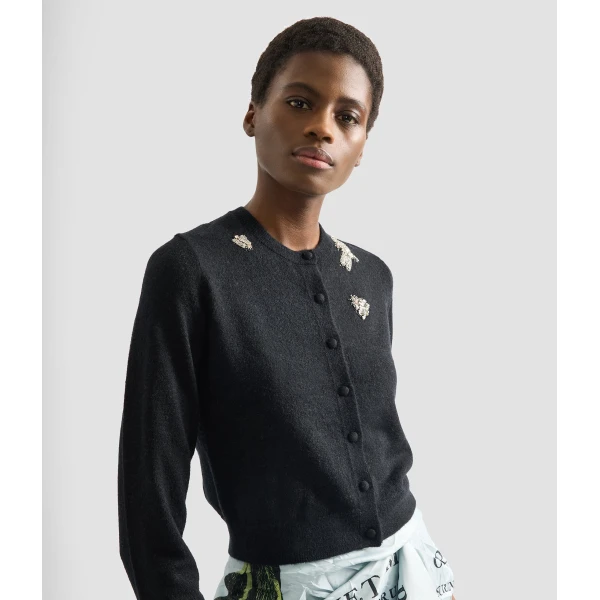 Erdem Embellished Crew Neck Cardigan - Knitwear - British Romantic Luxury at Luxury Shoes 