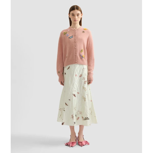 Erdem Embellished Crew Neck Cardigan - Knitwear - British Romantic Luxury at Luxury Shoes 