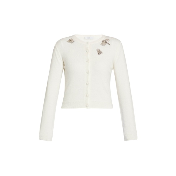 Erdem Embellished Crew Neck Cardigan - Knitwear - British Romantic Luxury at Luxury Shoes 