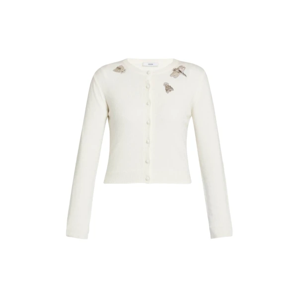Erdem Embellished Crew Neck Cardigan - Knitwear - British Romantic Luxury at Luxury Shoes 
